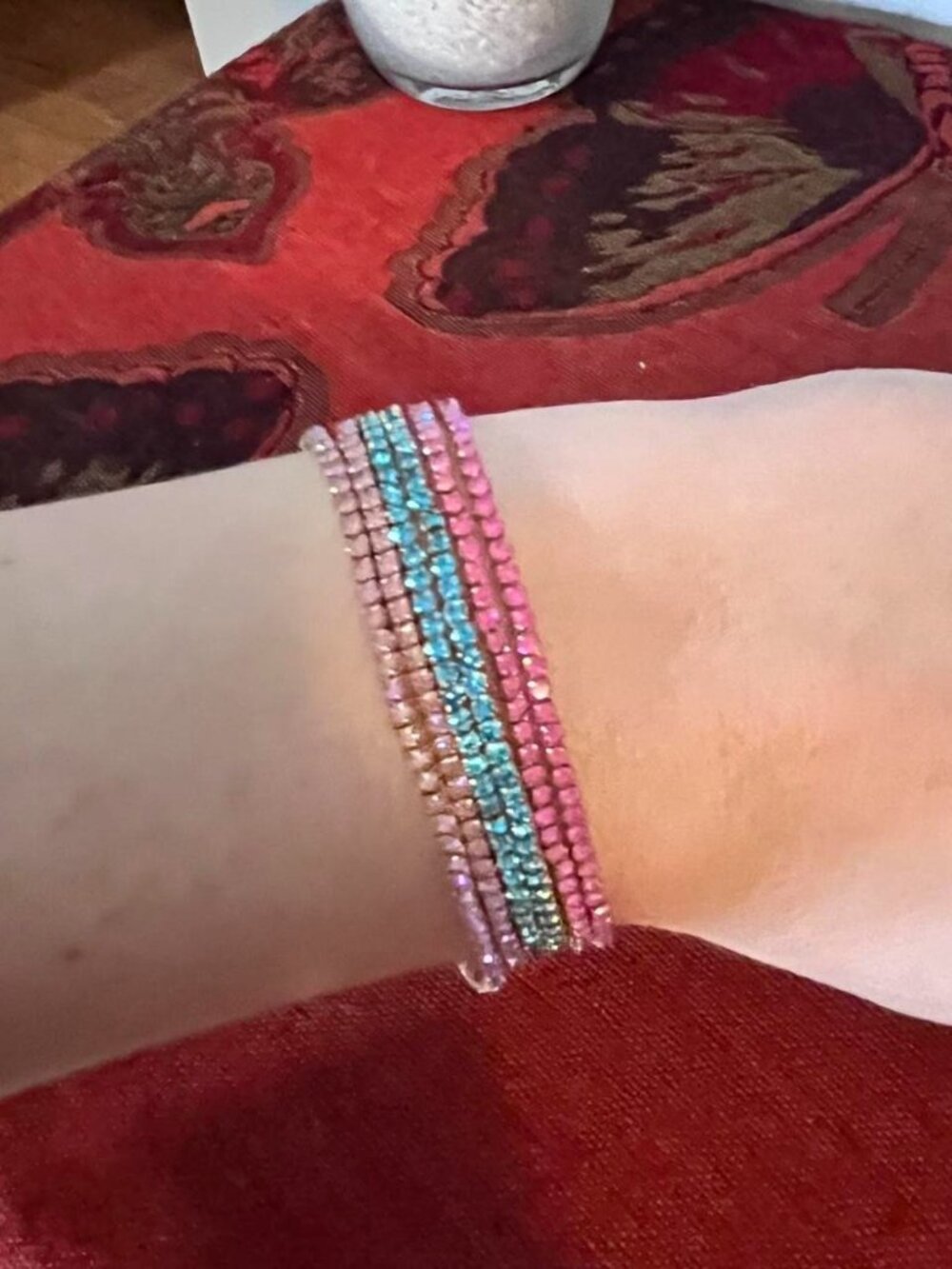 Guess colorful rhinestone gold stretchy bracelets